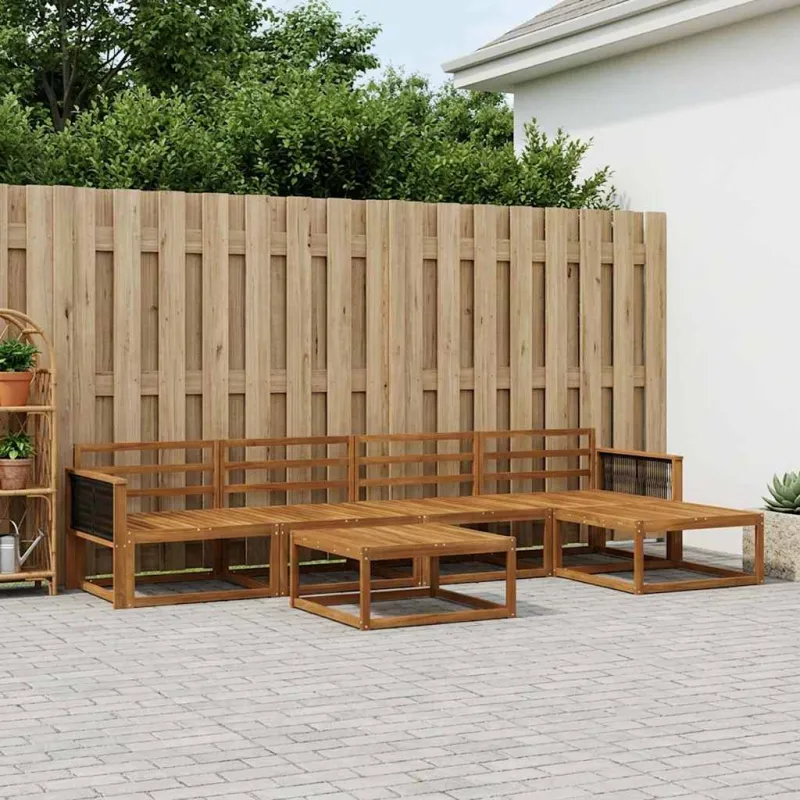 Lauko sofos komplektas 6 pcs Natūrali Kietos akacijos mediena