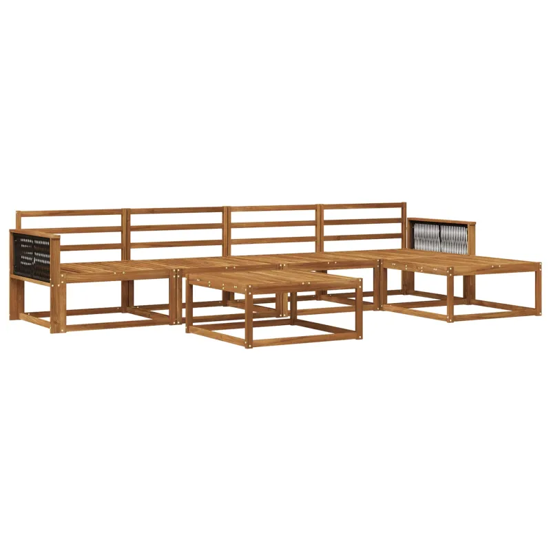 Lauko sofos komplektas 6 pcs Natūrali Kietos akacijos mediena
