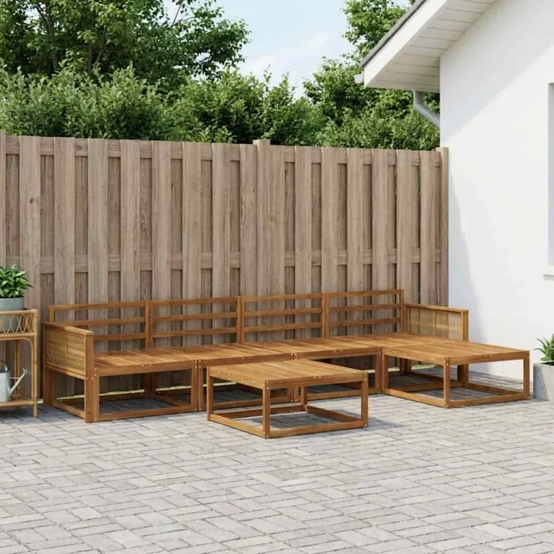 Lauko sofos komplektas 6 pcs Natūrali Kietos akacijos mediena
