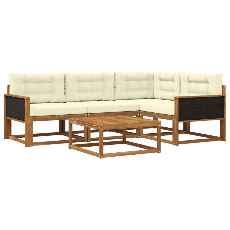 Lauko sofos komplektas 5 pcs Natūralus ir grietinėlė