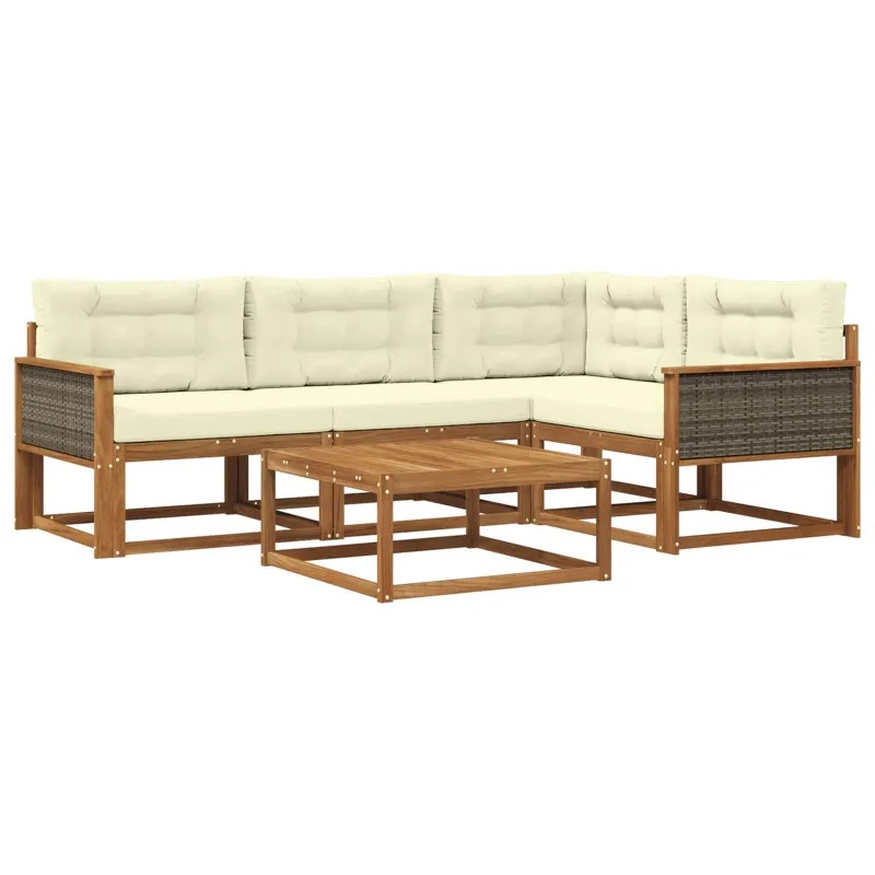 Lauko sofos komplektas 5 pcs Natūralus ir grietinėlė