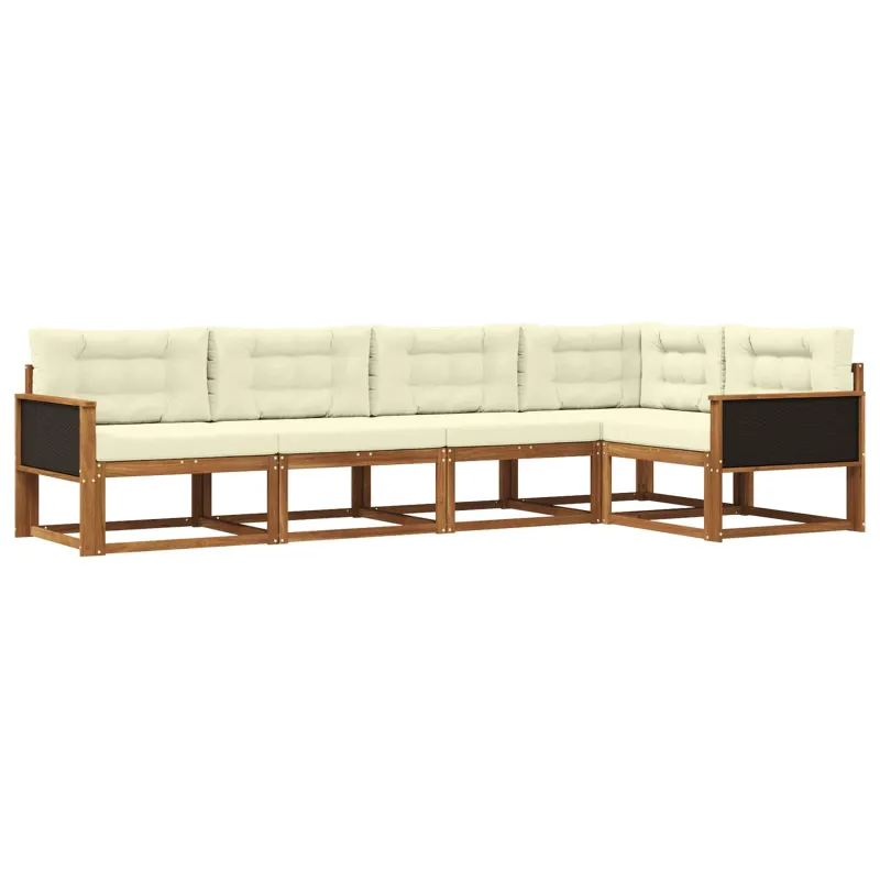 Lauko sofos komplektas 5 pcs Natūralus ir grietinėlė