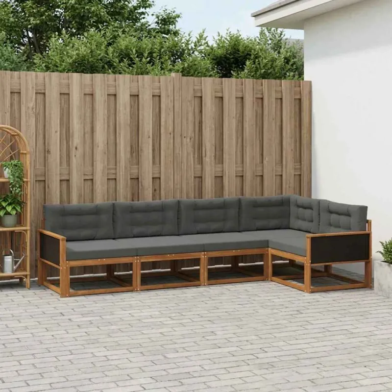 Lauko sofos komplektas 5 pcs Natūralus ir antracitas