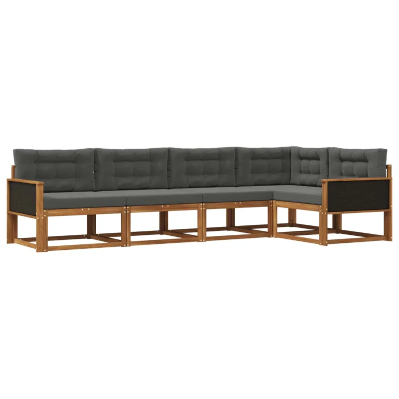 Lauko sofos komplektas 5 pcs Natūralus ir antracitas