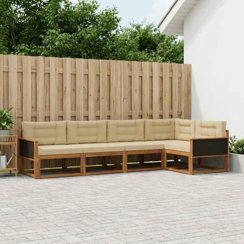 Lauko sofos komplektas 5 pcs Natūralus ir bežinis