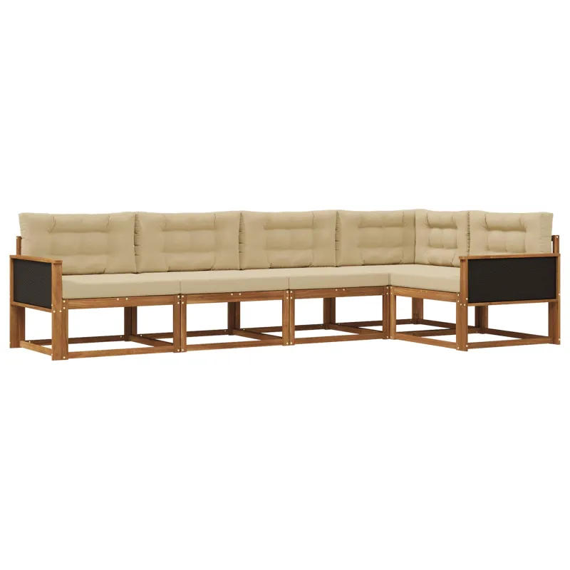 Lauko sofos komplektas 5 pcs Natūralus ir bežinis