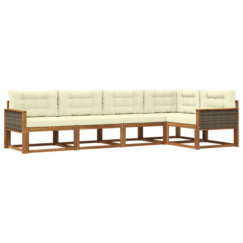 Lauko sofos komplektas 5 pcs Natūralus ir grietinėlė