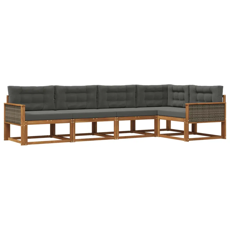 Lauko sofos komplektas 5 pcs Natūralus ir antracitas