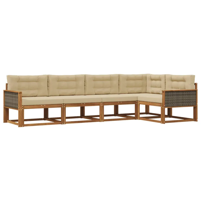 Lauko sofos komplektas 5 pcs Natūralus ir bežinis