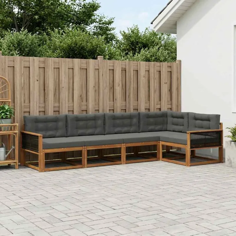 Lauko sofos komplektas 5 pcs Natūralus ir antracitas