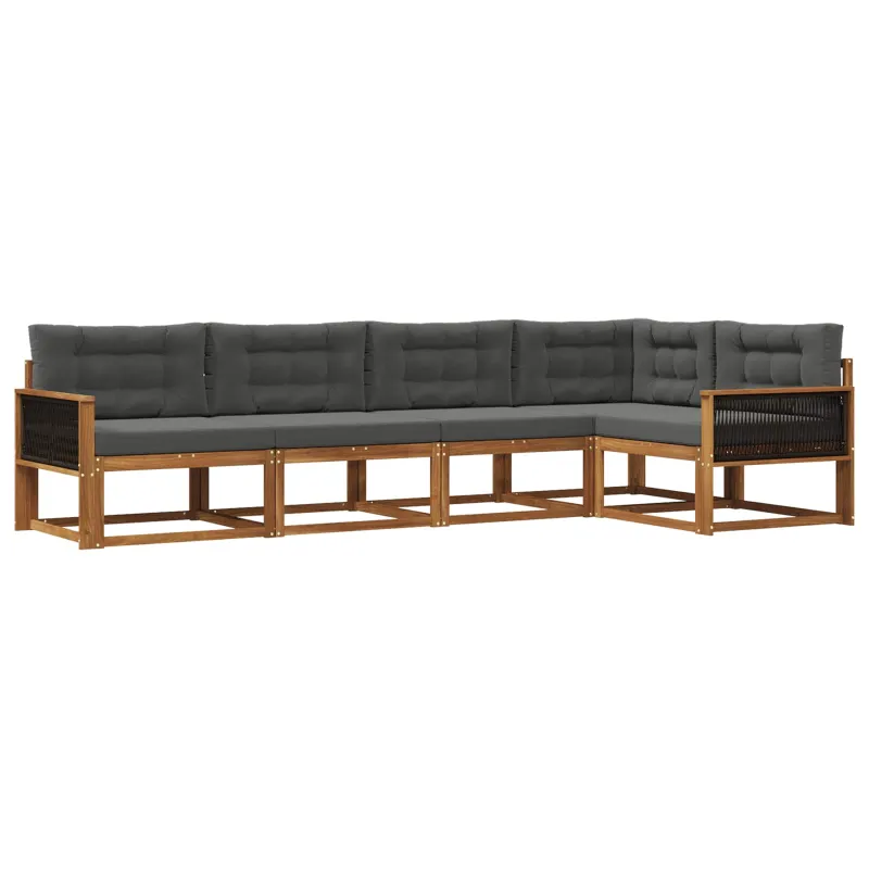 Lauko sofos komplektas 5 pcs Natūralus ir antracitas