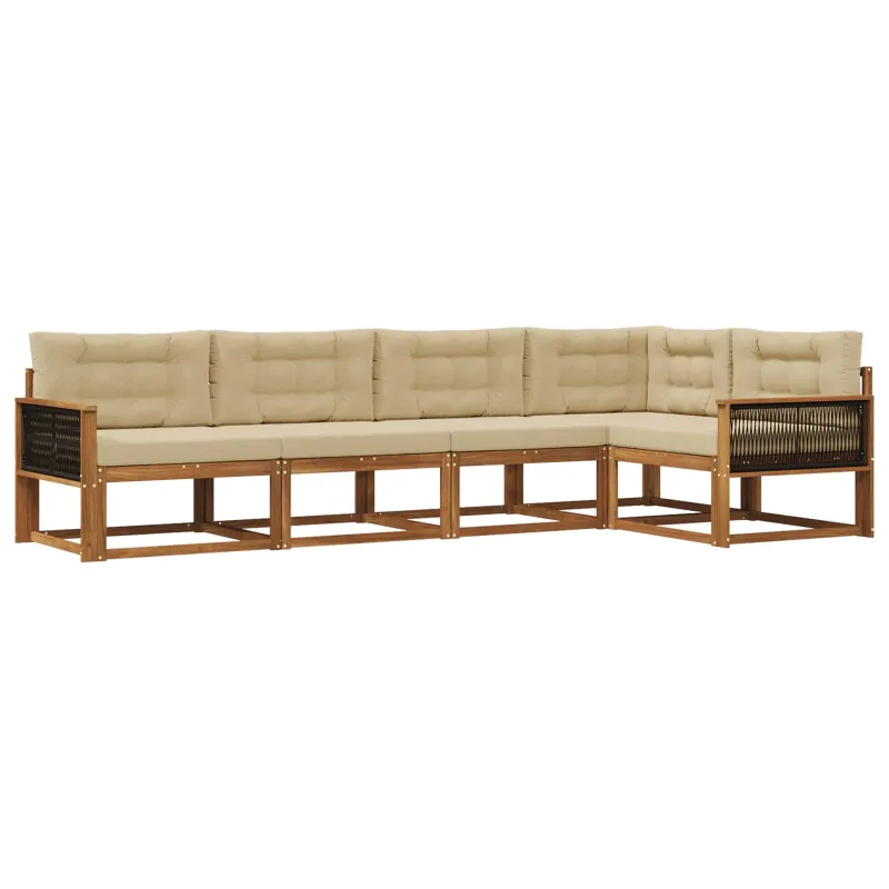 Lauko sofos komplektas 5 pcs Natūralus ir bežinis