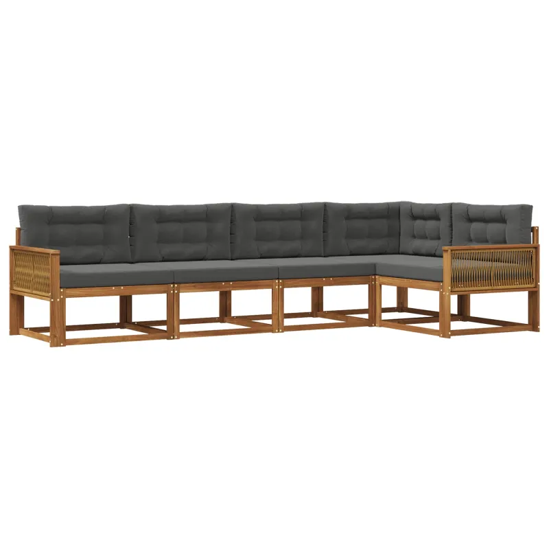 Lauko sofos komplektas 5 pcs Natūralus ir antracitas