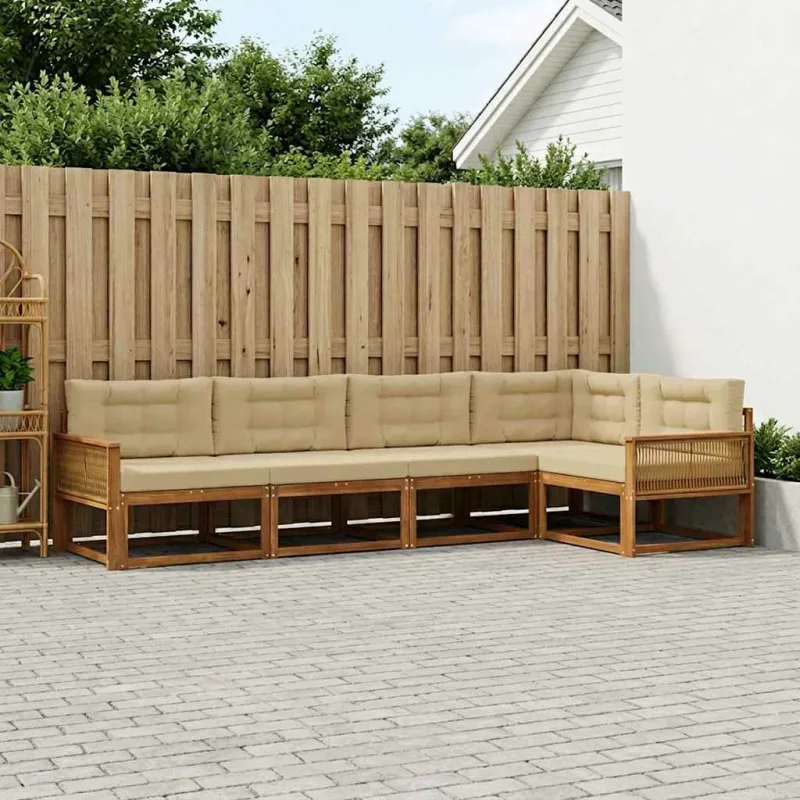 Lauko sofos komplektas 5 pcs Natūralus ir bežinis
