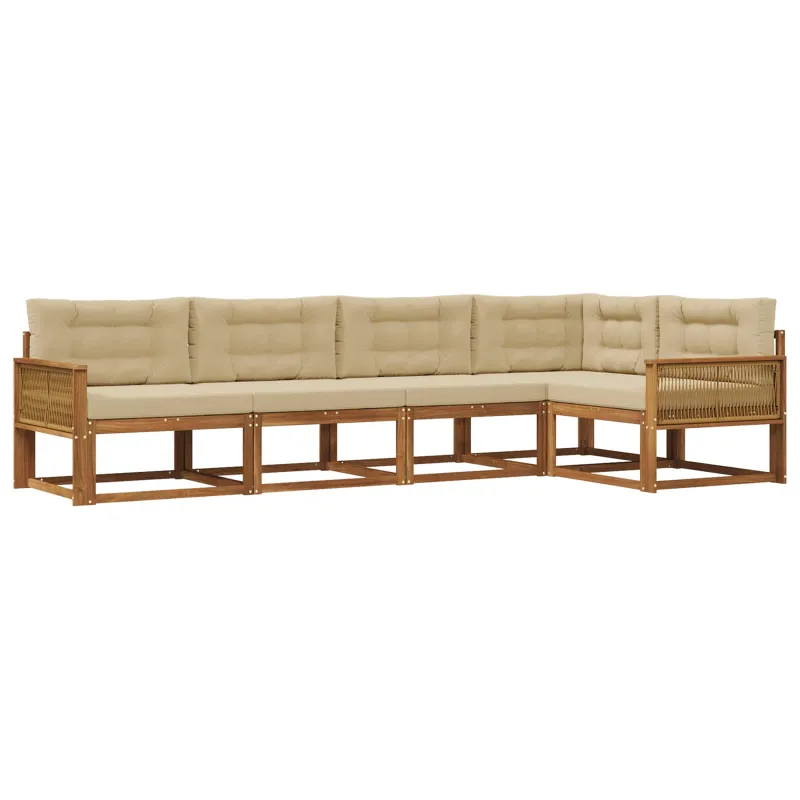 Lauko sofos komplektas 5 pcs Natūralus ir bežinis