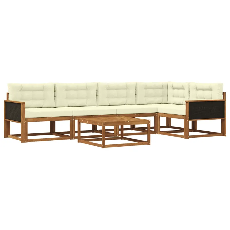 Lauko sofos komplektas 6 pcs Natūralus ir grietinėlė