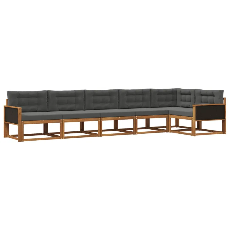 Lauko sofos komplektas su pagalve 6 pcs Natūralus ir antracitas