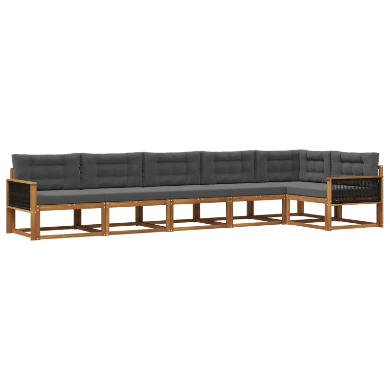 Lauko sofos komplektas 6 pcs Natūralus ir antracitas