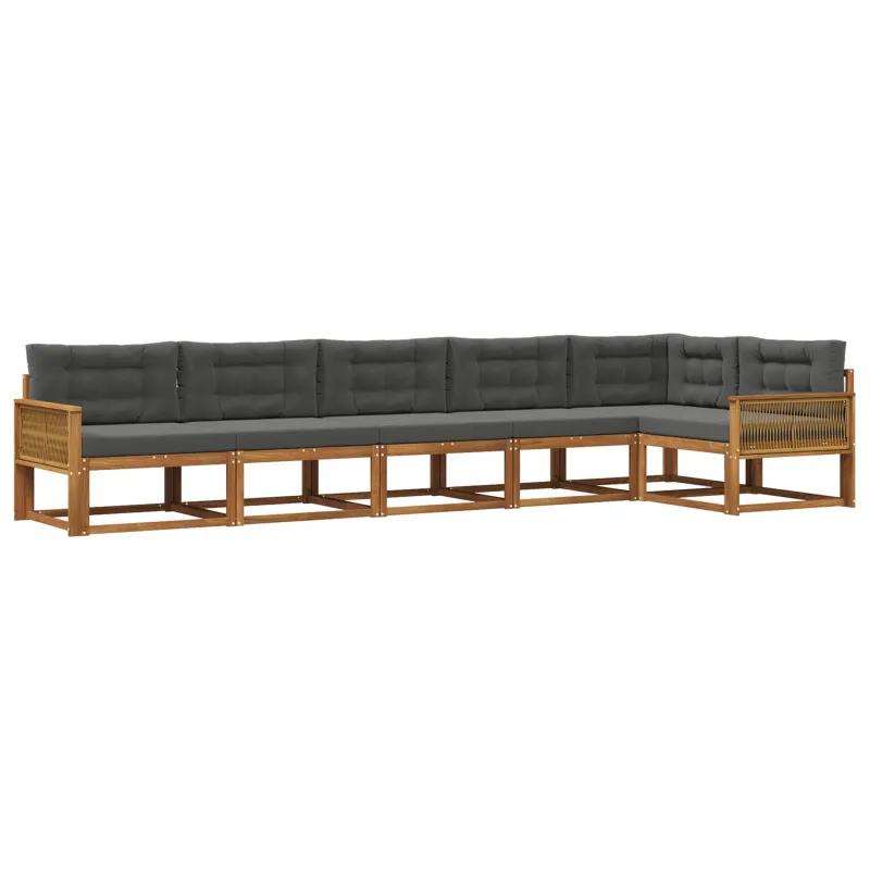 Lauko sofos komplektas su pagalve 6 pcs Natūralus ir antracitas