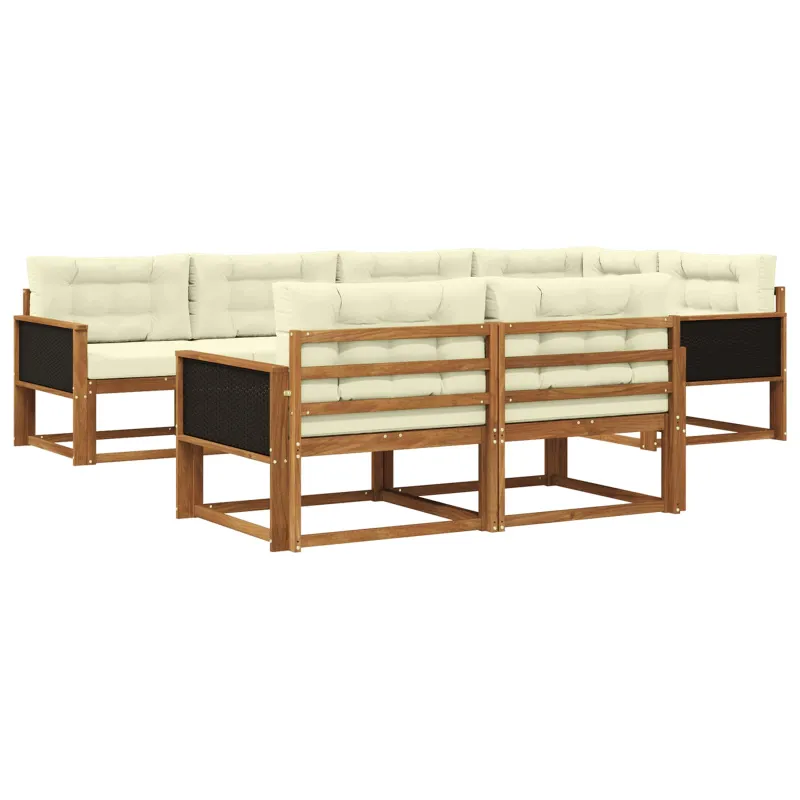 Lauko sofos komplektas 8 pcs Natūralus ir grietinėlė