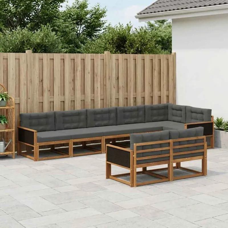 Lauko sofos komplektas 8 pcs Natūralus ir antracitas