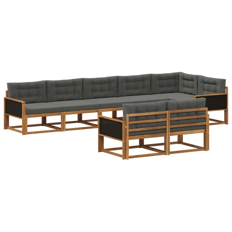 Lauko sofos komplektas 8 pcs Natūralus ir antracitas