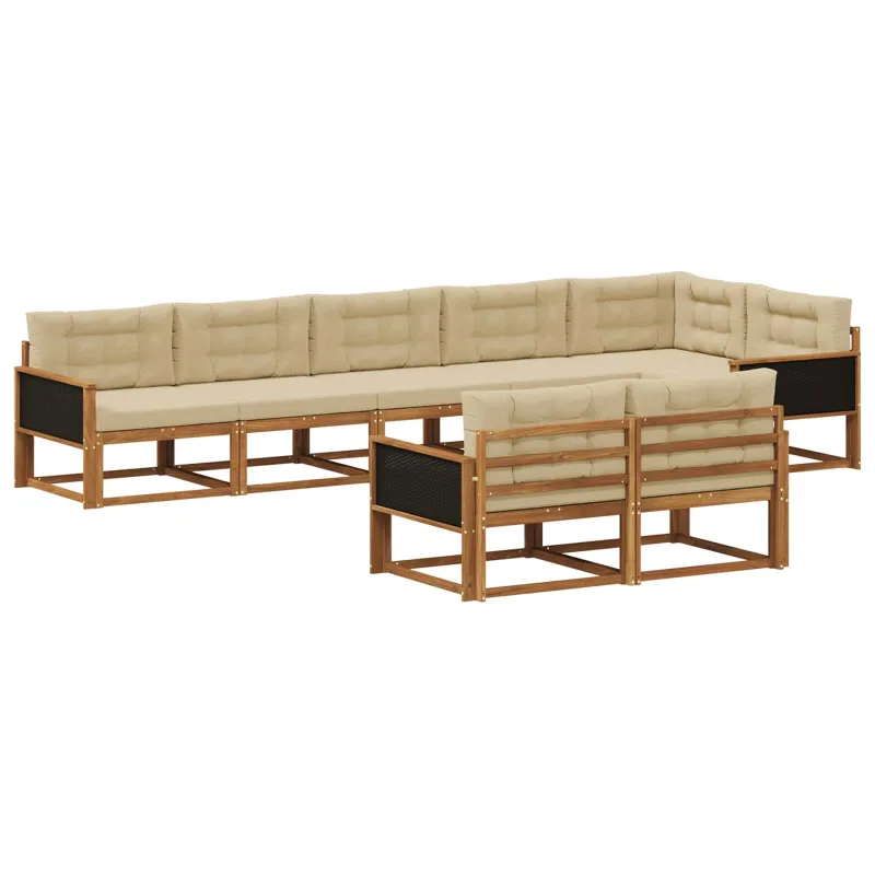 Lauko sofos komplektas 8 pcs Natūralus ir bežinis