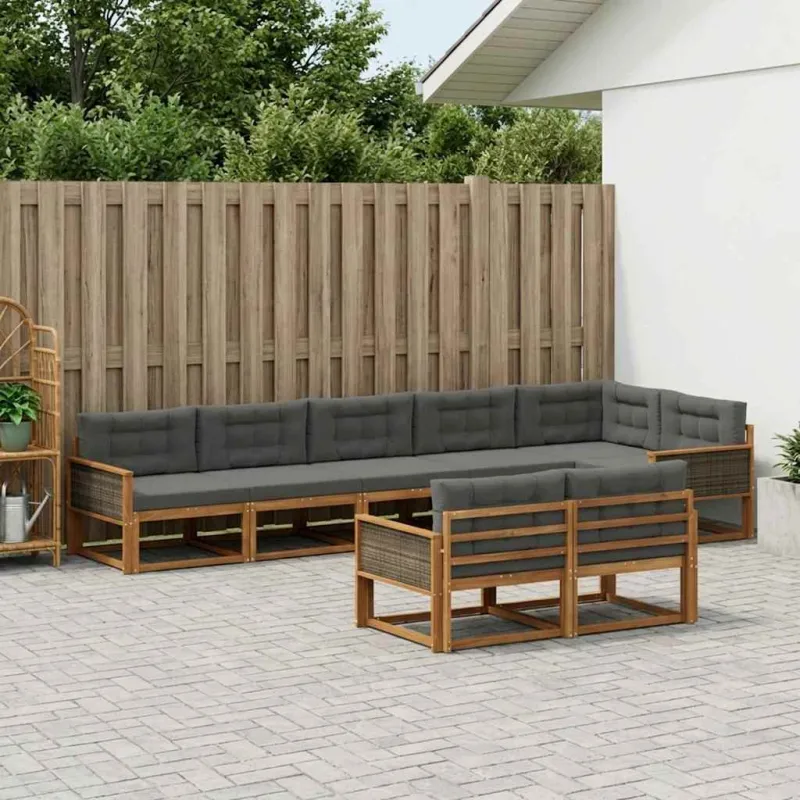 Lauko sofos komplektas 8 pcs Natūralus ir antracitas
