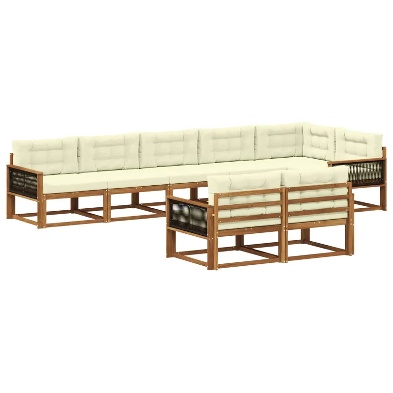 Lauko sofos komplektas 8 pcs Natūralus ir grietinėlė