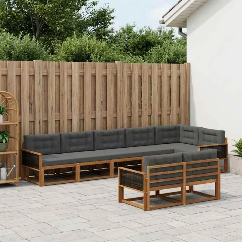 Lauko sofos komplektas 8 pcs Natūralus ir antracitas