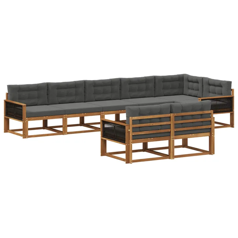 Lauko sofos komplektas 8 pcs Natūralus ir antracitas