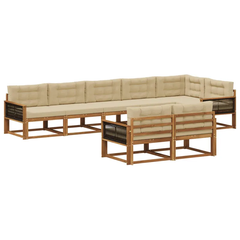 Lauko sofos komplektas 8 pcs Natūralus ir bežinis