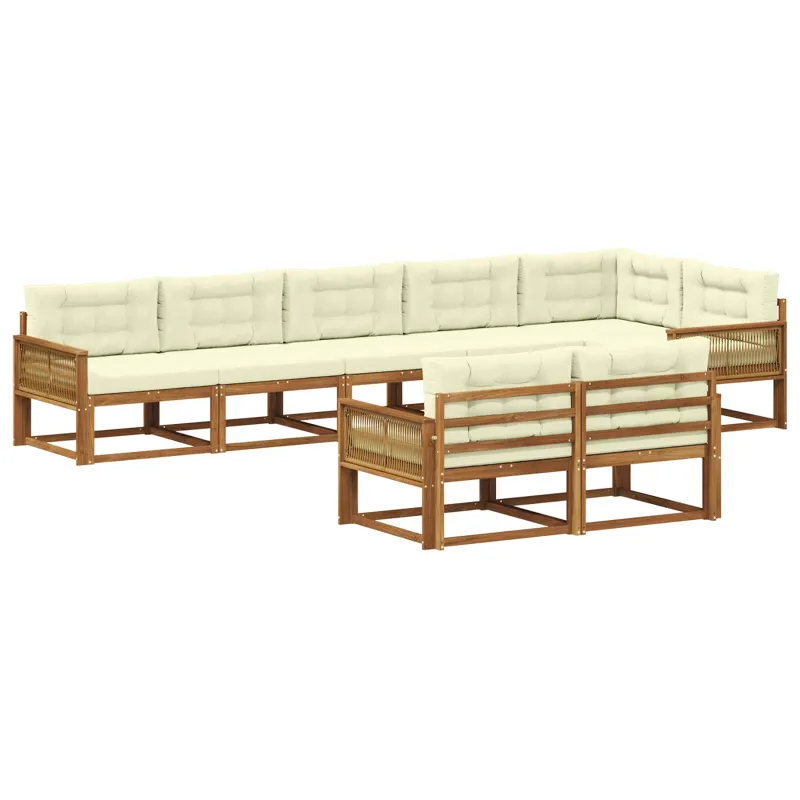 Lauko sofos komplektas 8 pcs Natūralus ir grietinėlė