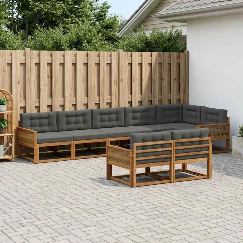 Lauko sofos komplektas 8 pcs Natūralus ir antracitas