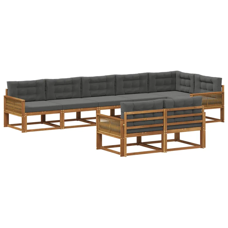 Lauko sofos komplektas 8 pcs Natūralus ir antracitas