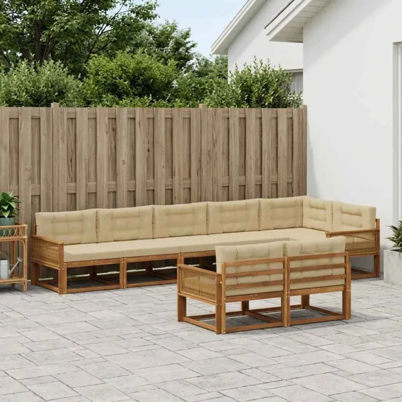 Lauko sofos komplektas 8 pcs Natūralus ir bežinis
