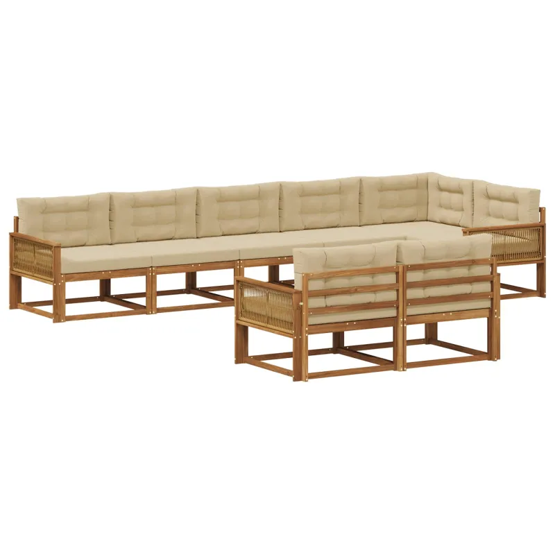 Lauko sofos komplektas 8 pcs Natūralus ir bežinis