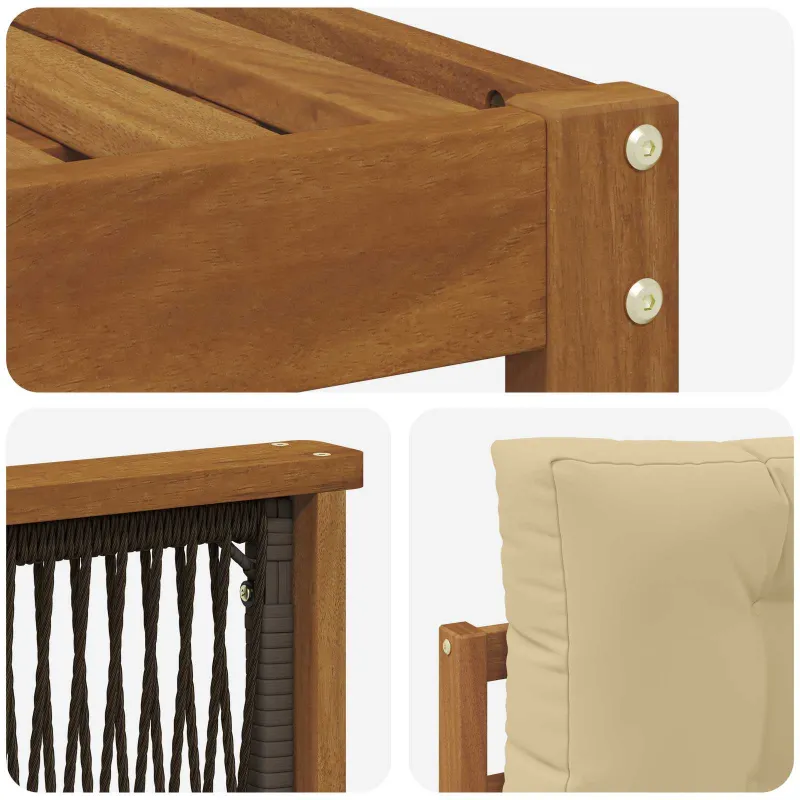 Lauko sofos komplektas su pagalve 9 pcs Natūralus ir bežinis