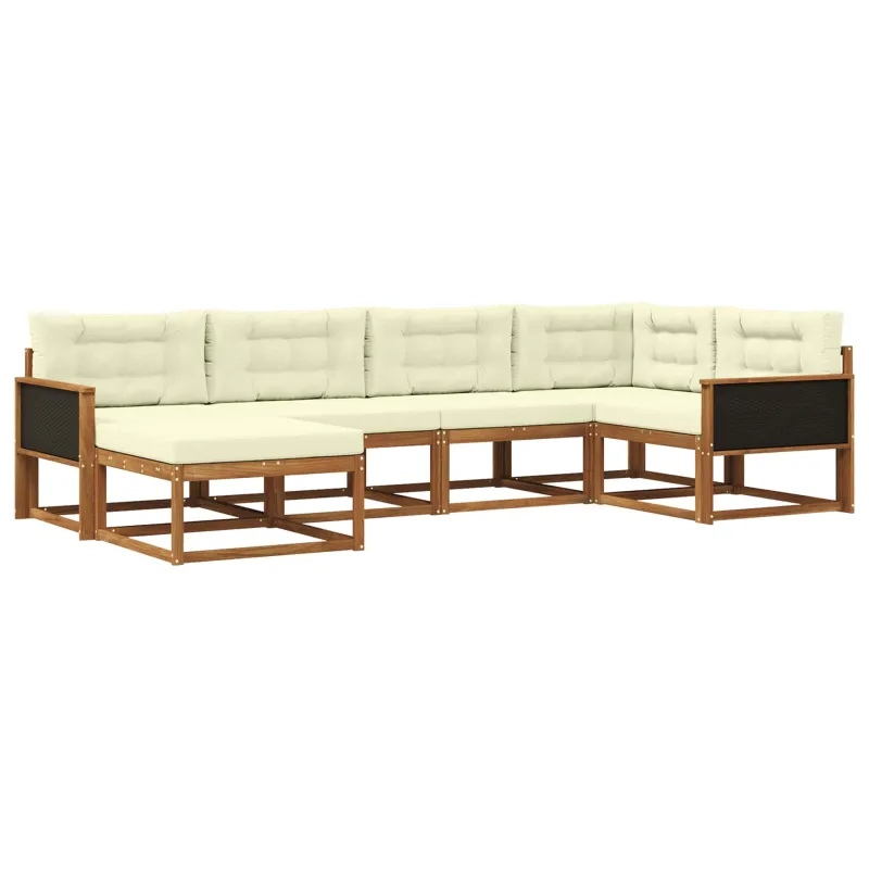 Lauko sofos komplektas 6 pcs Natūralus ir grietinėlė