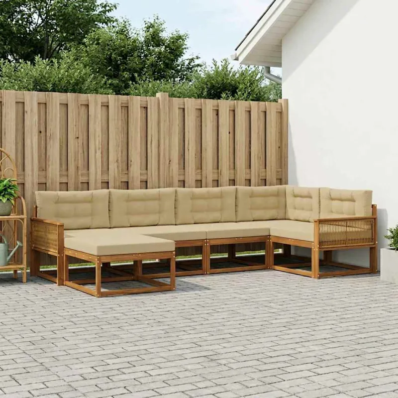 Lauko sofos komplektas 6 pcs Natūralus ir bežinis