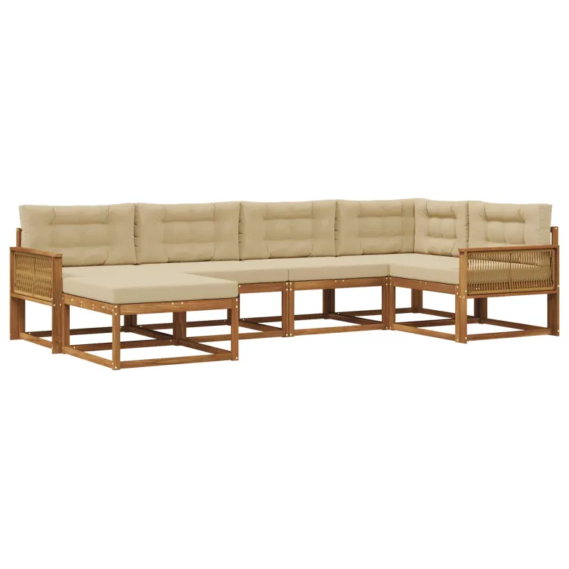 Lauko sofos komplektas 6 pcs Natūralus ir bežinis