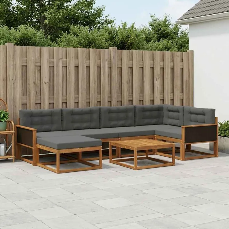 Lauko sofos komplektas su pagalve 7 pcs Natūralus ir antracitas
