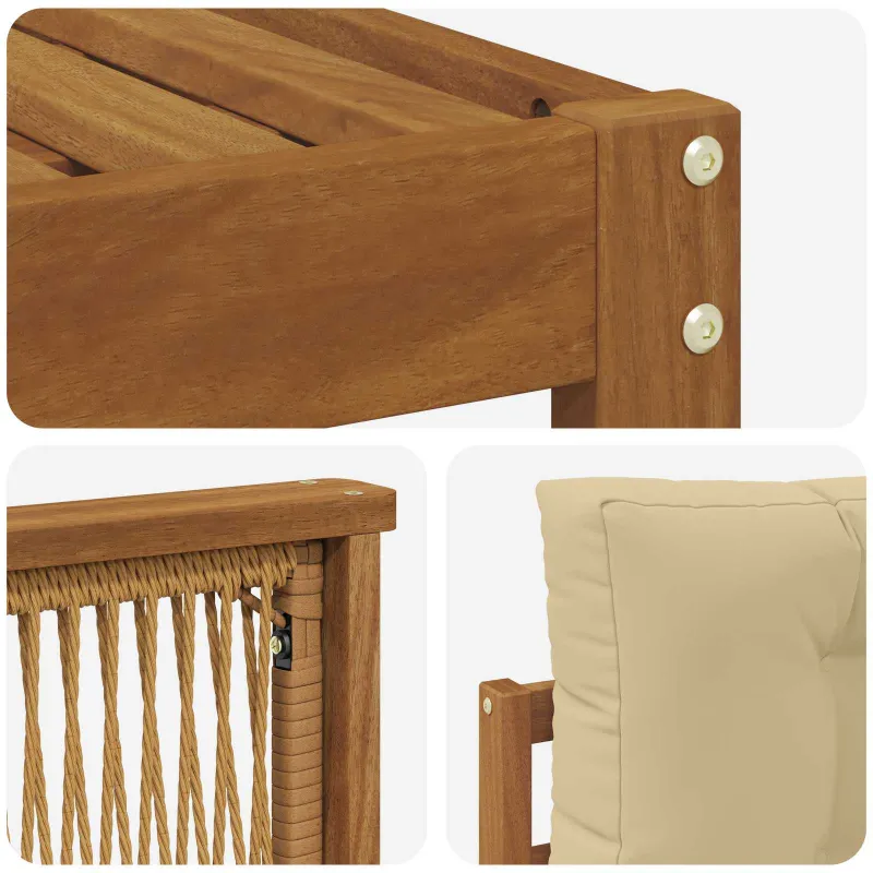 Lauko sofos komplektas su pagalve 7 pcs Natūralus ir bežinis
