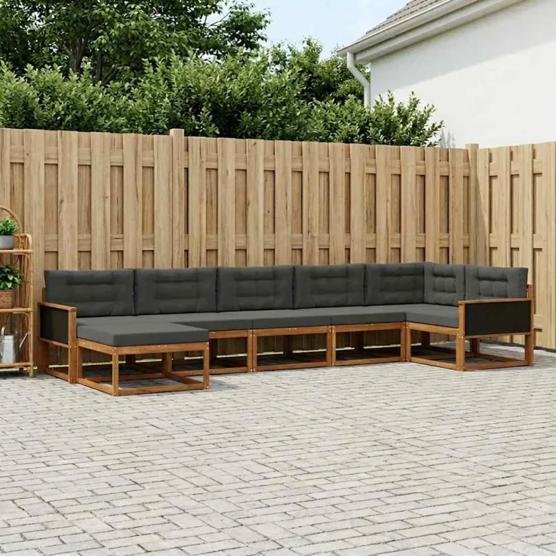Lauko sofos komplektas su pagalve 7 pcs Natūralus ir antracitas