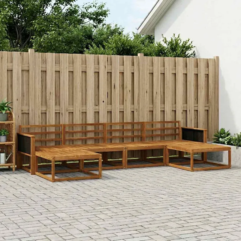 Lauko sofos komplektas 6 pcs Natūrali Kietos akacijos mediena