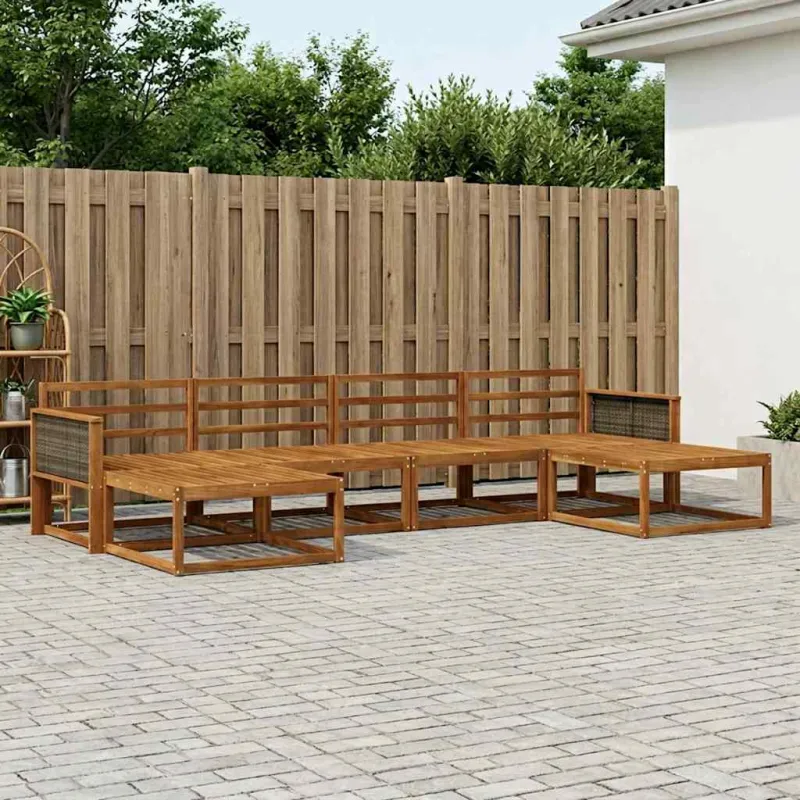 Lauko sofos komplektas 6 pcs Natūrali Kietos akacijos mediena