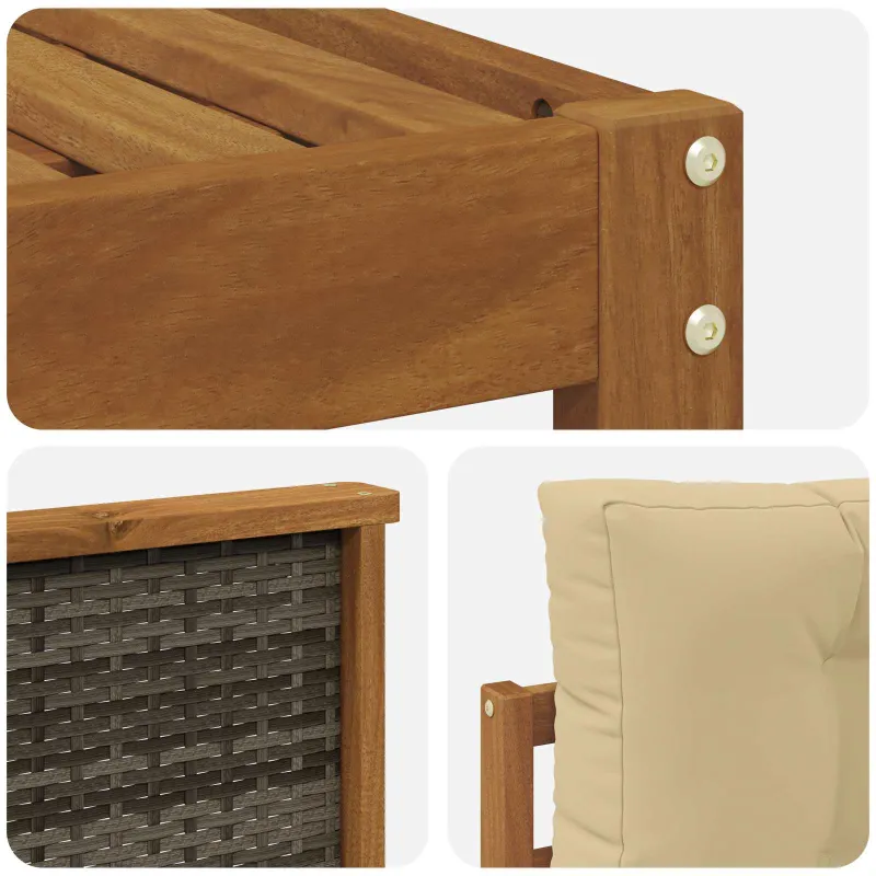 Lauko sofos komplektas su pagalve 6 pcs Natūralus ir bežinis