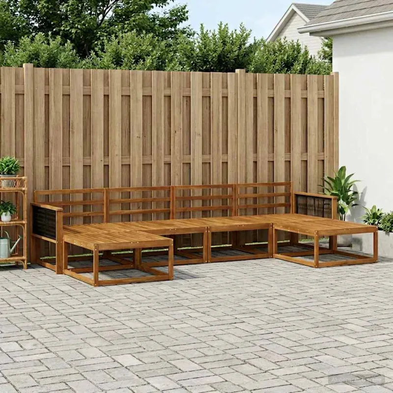 Lauko sofos komplektas 6 pcs Natūrali Kietos akacijos mediena