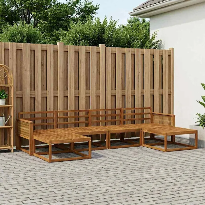 Lauko sofos komplektas 6 pcs Natūrali Kietos akacijos mediena