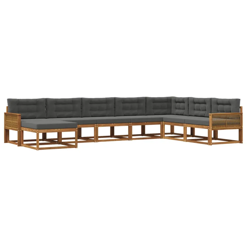 Lauko sofos komplektas su pagalve 8 pcs Natūralus ir antracitas